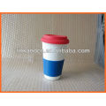 Haonai KC-00937 taza de cerámica con tapa de silicona y manga
